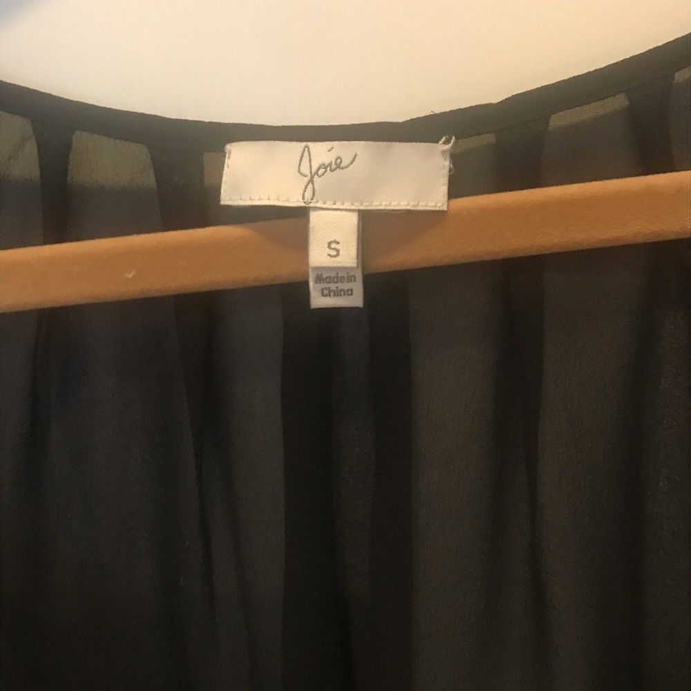 Joie Sheer Black Tie-Front V-Neck Blouse - Picture 2 of 2